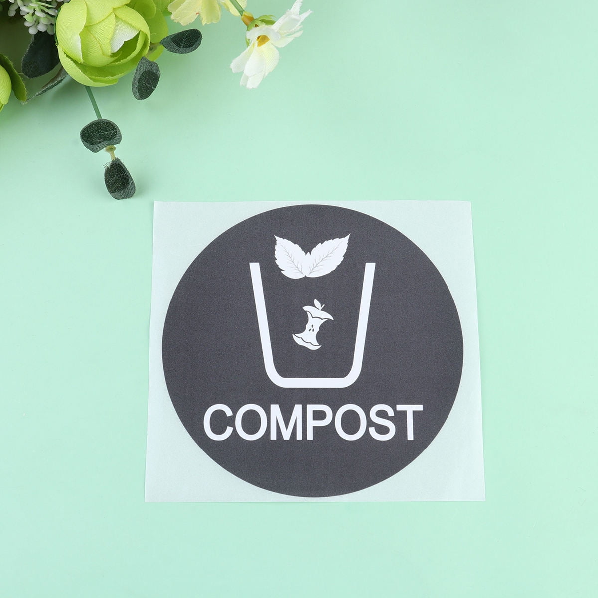 LOLIPPYY Black PVC Trash Can Sticker, Adhesive Decorative Label for ...