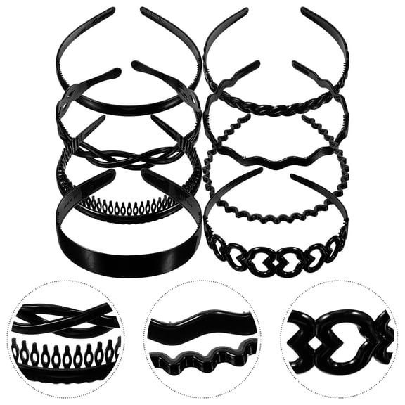 LOLIPPYY Black Plastic Hair Clasp Headband for Unisex Use Convenient EyeBlocking Hair Accessories 8 Pieces