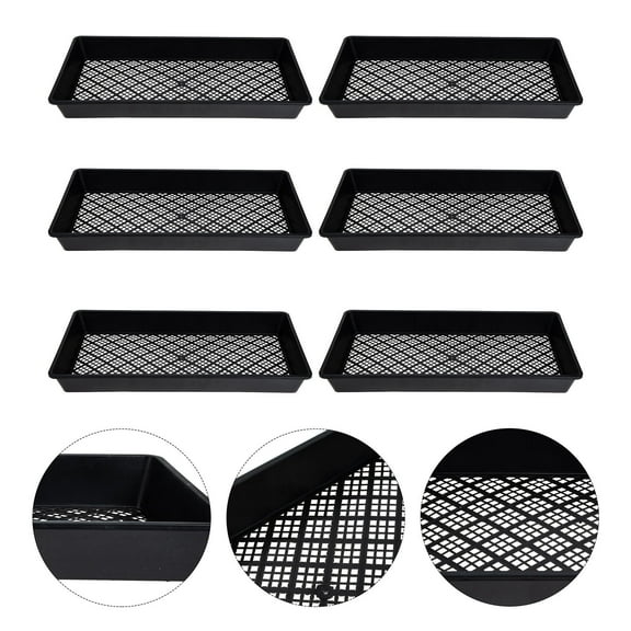 LOLIPPYY Black Plastic Plant Nursery Tray for Gardening Use Durable Sowing Tray with High Strength 6pcs