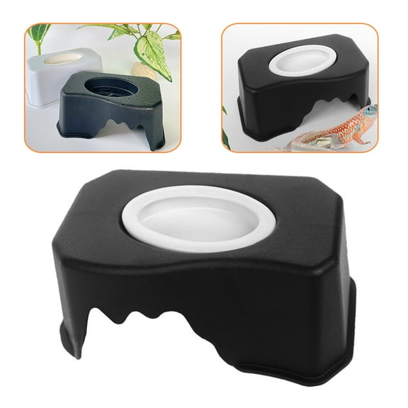 LOLIPPYY Black Plastic Reptile Hide Cave with Lifelike Details for Leopard Gecko Tank Accessories and Decor