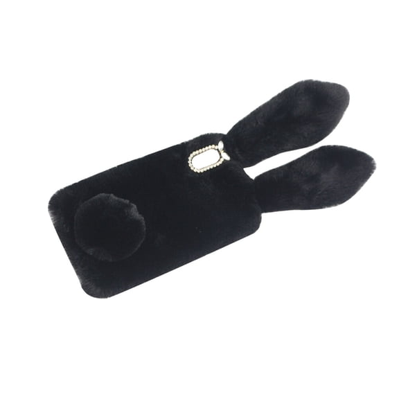 LOLIPPYY Black Plush Phone Case for Phone Use Design Easy Access Durable Elegant Touch 6.1 Inches