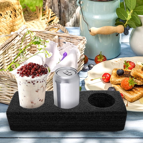 LOLIPPYY Black Portable Drink Carrier for Daily Use Cotton Beverage Tray with 3 Pcs Reusable Design