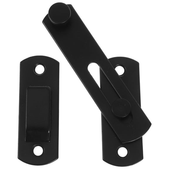 LOLIPPYY Black Sliding Barn Door Lock with Metal Gate Latch for Outdoor Fence and Pet Door Security