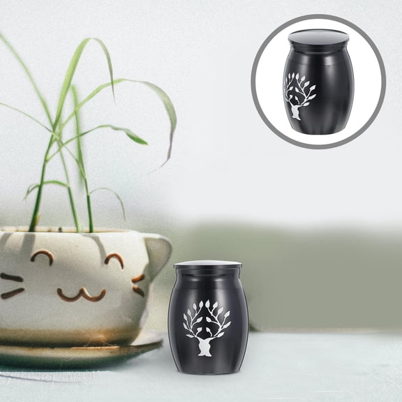 LOLIPPYY Black Stainless Steel Pet Cinerary Urn Durable Ash Storage Box Smooth Surface