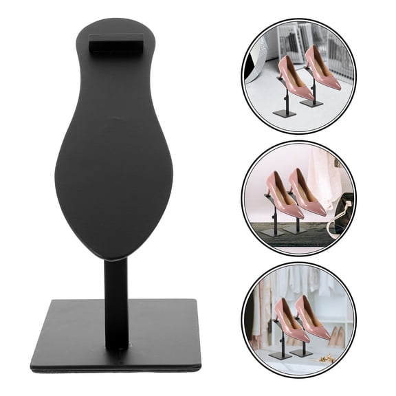LOLIPPYY Black Stainless Steel Shoe Riser Adjustable Height Metal Display Stand for Shoes