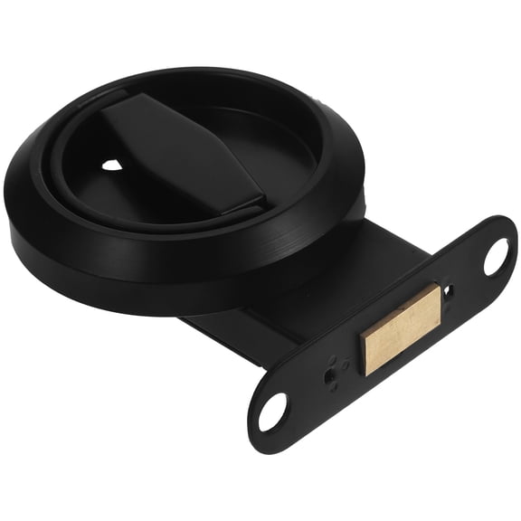 LOLIPPYY Black Stainless Steel Sliding Door Lock with Wide Grip Pull Ring for Indoor Privacy