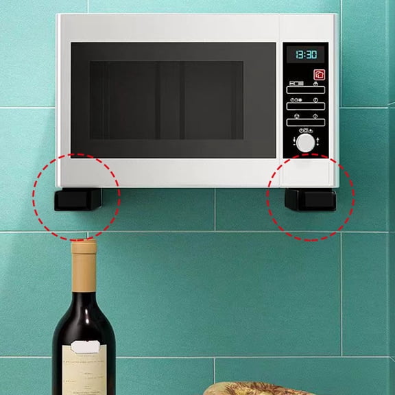 LOLIPPYY Black Steel Foldable Microwave Wall Mount Shelf Rack for Kitchen Home Use 20.53 Inches and Space-Saving