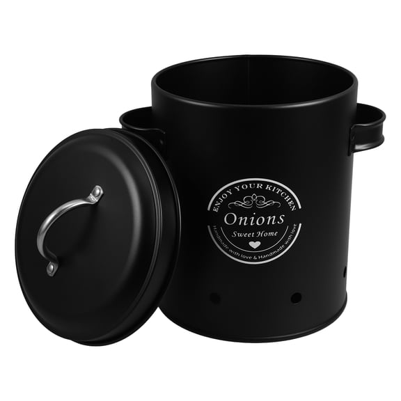 LOLIPPYY Black Vegetable Storage Container for Garlic, Onion, and Potato with Stable Flat Bottom Design