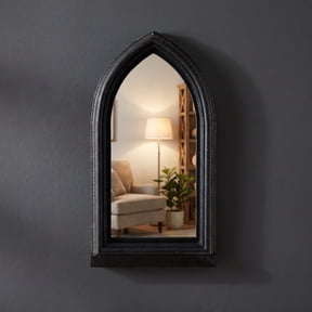 LOLIPPYY Black Window Frame Decorative Wall Mirror, Small Vintage Style Hanging Mirror for Home and Office Decor