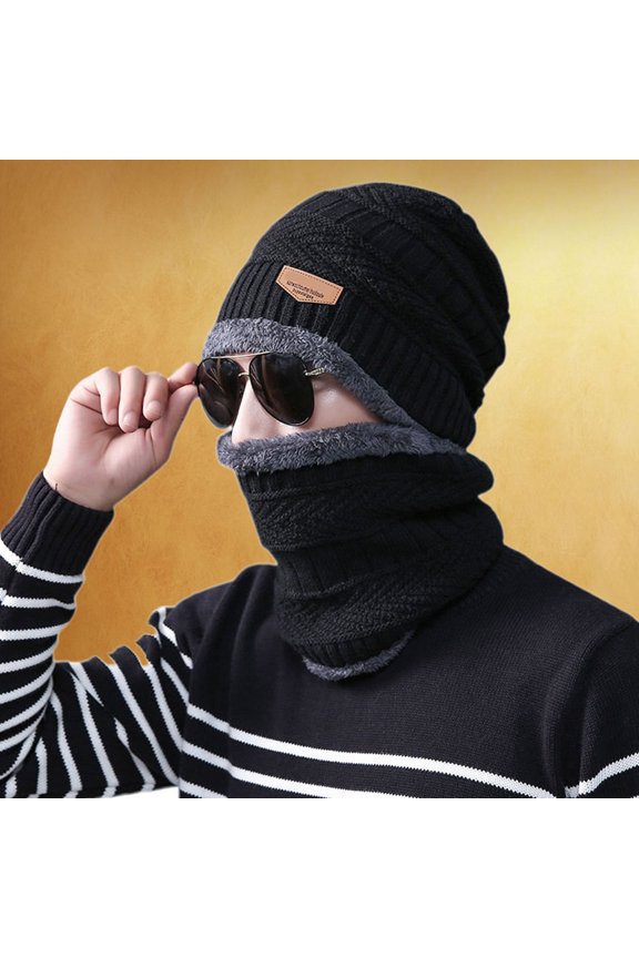 Black Winter Hat and Scarf Set One Size Fits Most for Effective Cold Weather Protection