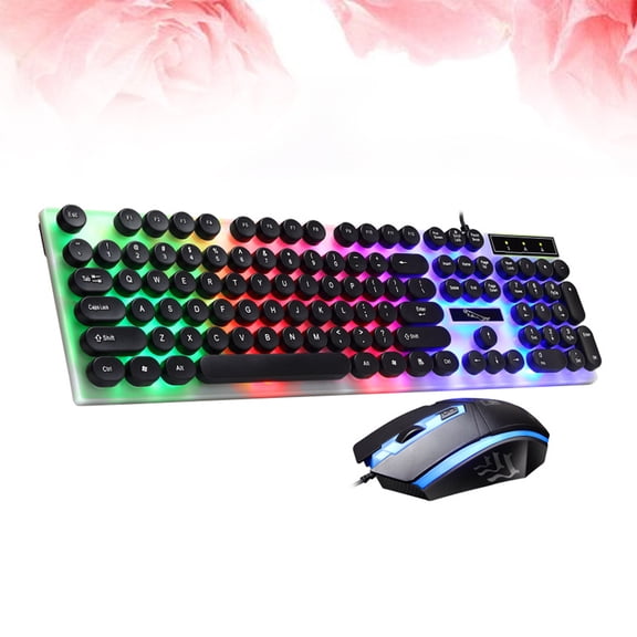 LOLIPPYY Black Wired Keyboard and Mouse Set Comfortable Backlight Design Portable for Computer and Mobile Use