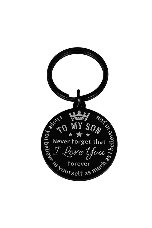 Blessing Keychain Stainless Steel Pendant Inspirational Gift for Son, 0.5 Inch Decorative Charm