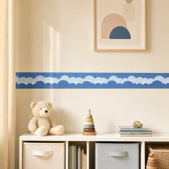 LOLIPPYY Blue Classroom Bulletin Board Border Decal Cloud Shape Easy to Cut and Apply