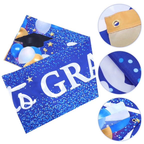 LOLIPPYY Blue Graduation Banner Decoration Made from Polyester Cloth for Unforgettable Parties 48"x72"