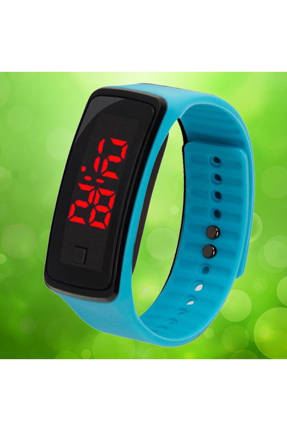 Blue LED Digital Watch for Kids with Adjustable Silicone Band and Power Saving Mode, 18:88 Test Function
