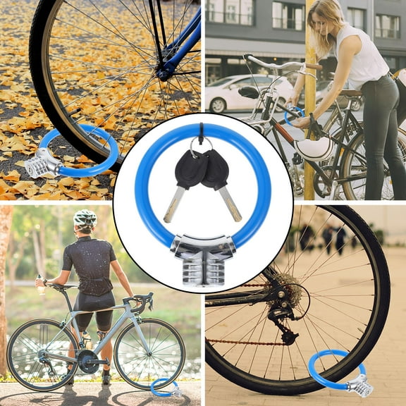 LOLIPPYY Blue PVC and Zinc Alloy Bike Lock Ring Shaped Security Lock Small Portable for Bike Use 74 cm
