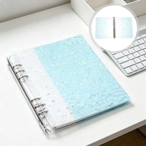 LOLIPPYY A5 6-Ring Binder Cover Blue PP for Office Stylish Stone Pattern