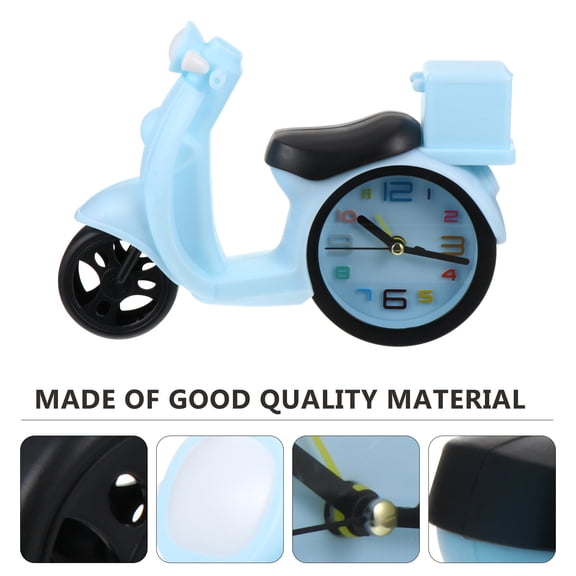 LOLIPPYY Blue Plastic Motorbike Alarm Clock Table Clock for Decor Compact Size 7.5x4.5x3.5 Inches