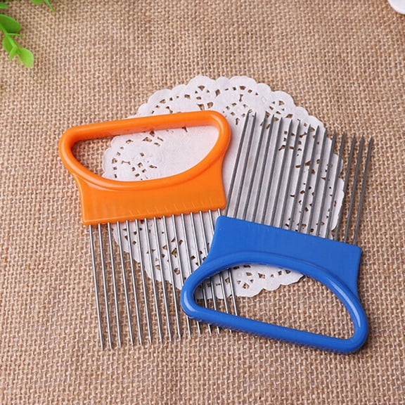 LOLIPPYY Stainless Steel Onion Fork with Comfortable Plastic Handle for Easy Slicing and Odor-Free Hands in Kitchen