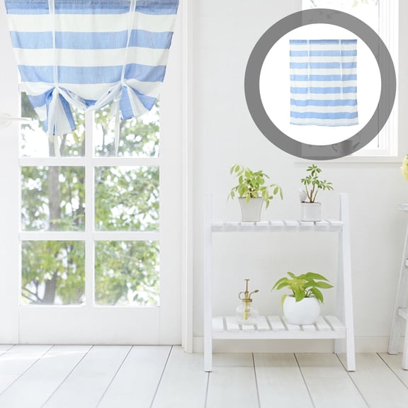 LOLIPPYY Blue Striped Sheer Curtain Voile Drape for Living Room Bedroom Window with Light Filtering Privacy