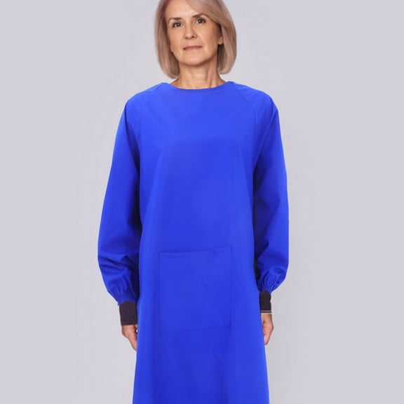 LOLIPPYY Blue Waterproof Kitchen Apron Long Sleeve Breathable Fabric for Cooking Baking and Cleaning