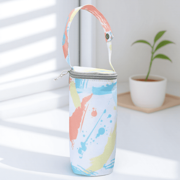 LOLIPPYY White Insulated Bottle Cooler Bag with Hand Strap and Snap Clip for Keeping Fresh and Cold