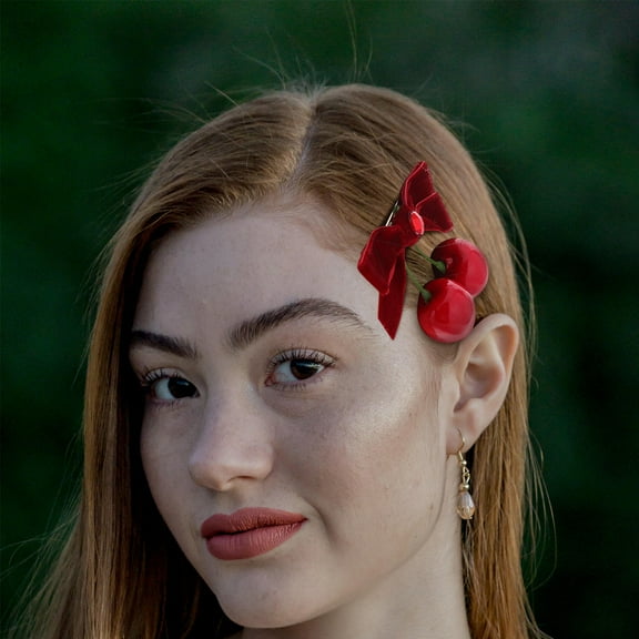 LOLIPPYY Bow Hair Clip Soft Ribbon Alligator Clip Cute Fruit Hair Accessory for Ponytail