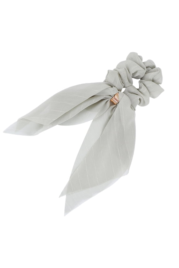 Bowknot Hair Scrunchies Fabric Hair Ties for Women's Hair Light Grey 1Pack