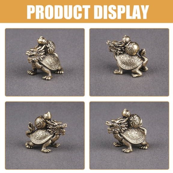 LOLIPPYY Golden Brass Dragon Turtle Figurine Desktop Ornament for Home and Office Decor, Versatile Feng Shui