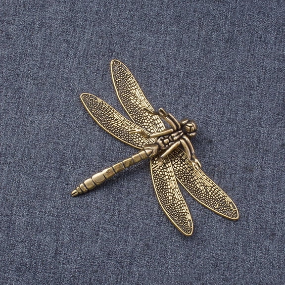 LOLIPPYY Brass Dragonfly Figurine Light Brown Vintage Decor for Desk Shelf Or Home Display