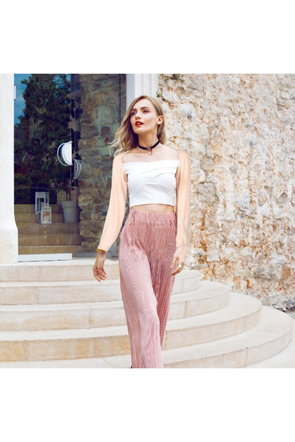 Breathable Beige Uv Protection Arm Sleeves Soft Fabric Arm Covers with Shoulder Design for Sun Protection