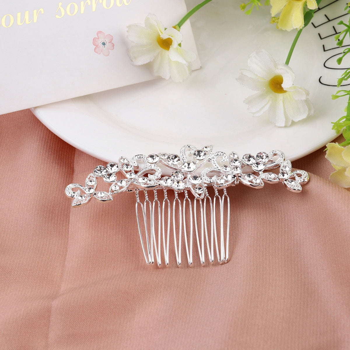 LOLIPPYY Bridal Comb in White with Rhinestones for Wedding and Formal ...