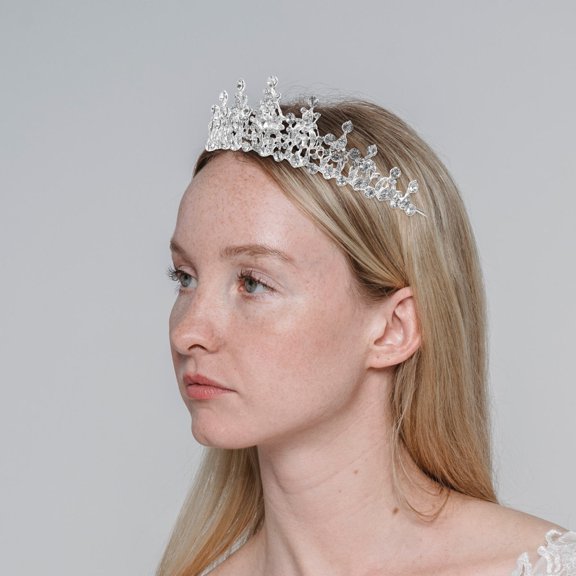 LOLIPPYY Bridal Crown Silver Headpiece for Weddings and Delicate Design