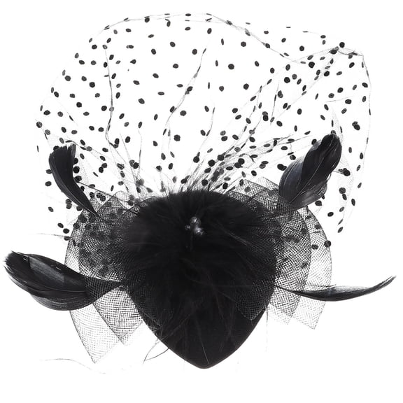 LOLIPPYY Bridal Hair Accessories Black Fascinators Hat with Plume for Weddings and Banquets