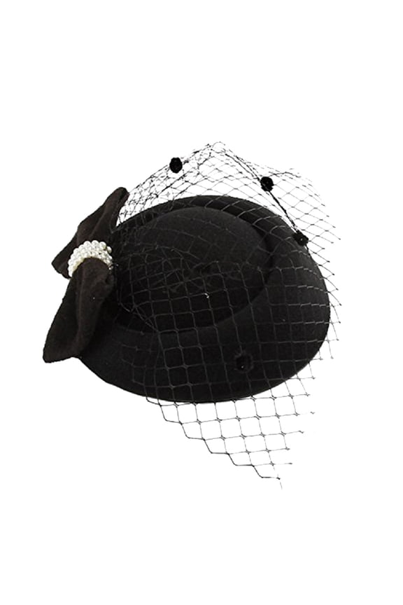 Bridal Hat Barrette Elegant Lace Bowknot Hairpin Banquet Headdress Hair Accessories for Women (Black)