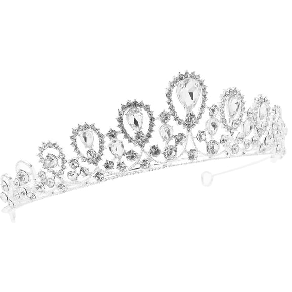 LOLIPPYY Bridal Rhinestone Crown Headpiece Plated Silver Wedding Hair Accessory Lightweight Comfortable