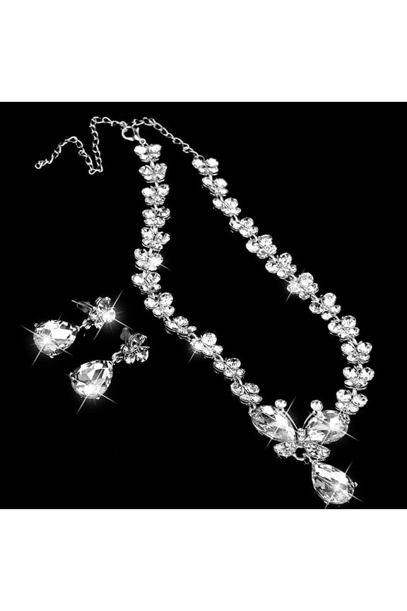 Bridal Style Wedding Jewelry for Bride with Shiny Appearance 1 Set in White