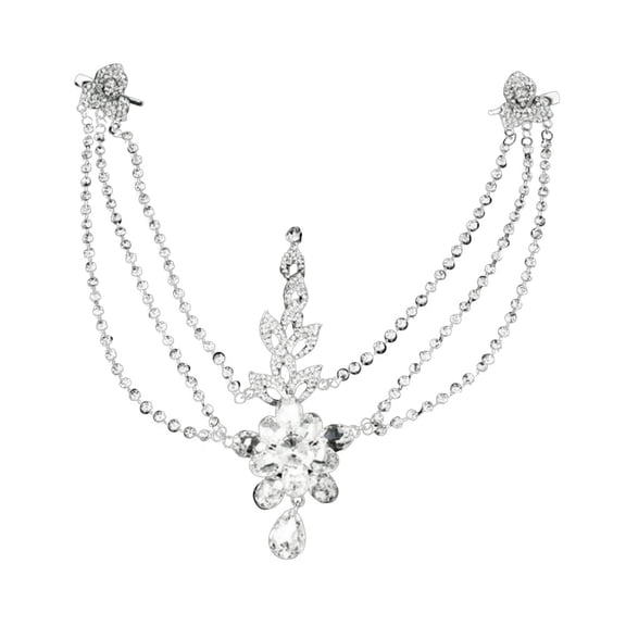 LOLIPPYY Bride Crystal Alloy Chain Forehead Chain Headdress Hair Accessories for Wedding Stage Performance (White)
