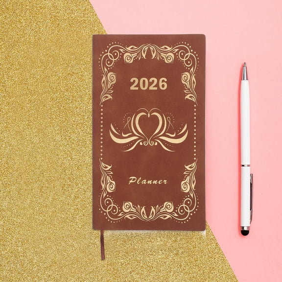 LOLIPPYY Brown Hard Cover Time Management Notebook 2026 with Weekly Monthly Planner and Habit Tracker