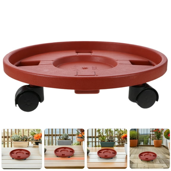 LOLIPPYY Brown Planter Roller Trolley with 360 Degree Swivel Wheels for Easy Movement and Heavy Duty Support for Home Use 2pcs