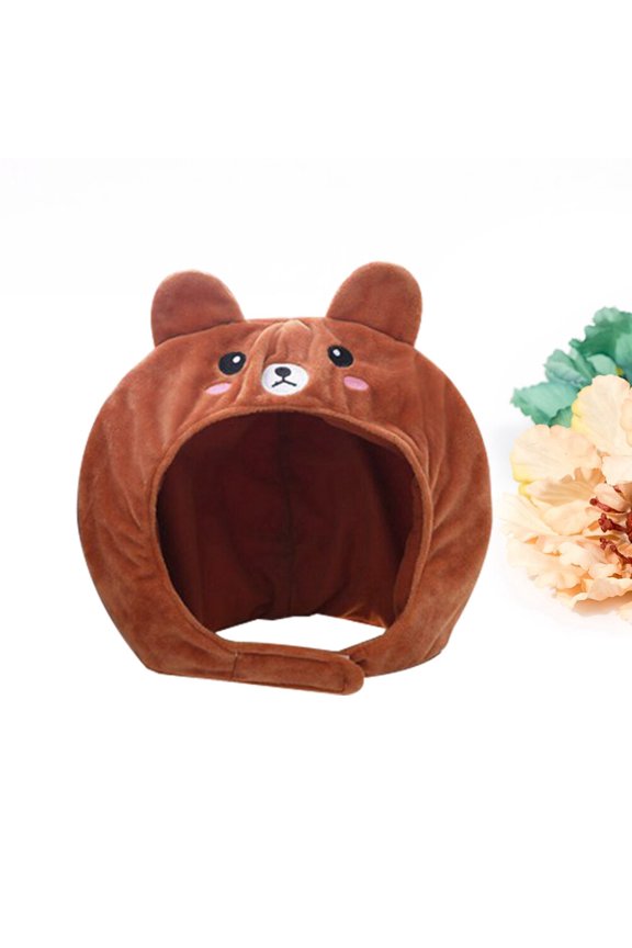 Brown Plush Bear Hat Soft Animal Style Headwear Cozy Warm Winter Cap for Kids and Adults Unique Design