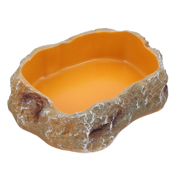 LOLIPPYY Brown Resin Crawling Pet Food Feeder with Stable Base for Reptile Water Storage