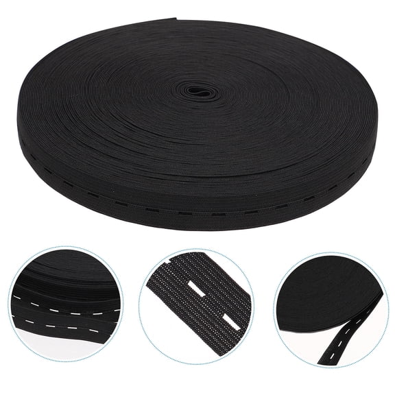 LOLIPPYY Buttonhole Elastic Band Black Polyester Stretch Ribbon for Sewing Waistbands and Clothes