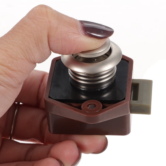 LOLIPPYY Push Button Cabinet Door Latch Lock Zinc Alloy Brown Finish 1 Set