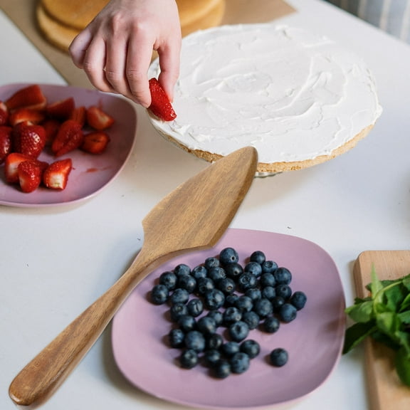 LOLIPPYY Cake Server Light Brown Wood Food Transfer for Housewarming 1 Piece