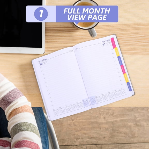 LOLIPPYY Calendar Agenda Planner Black Soft Cover Paper Daily Scheduling For Family Friends 1Pack Back to School