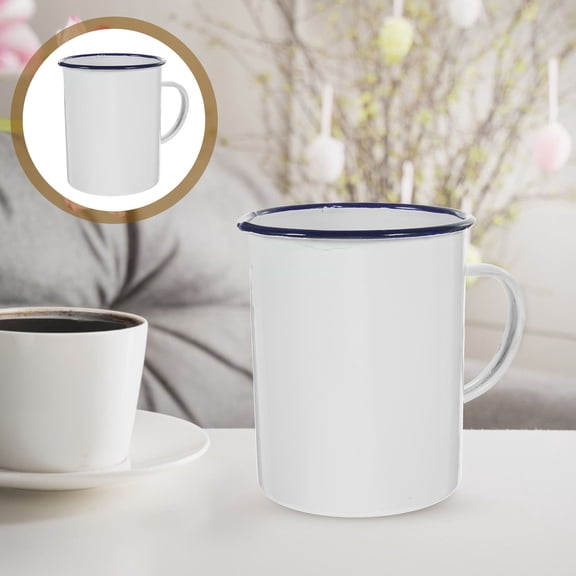 LOLIPPYY Camp Cups Water Cup Enamel Cylindrical Flat Base For Home 1Pcs