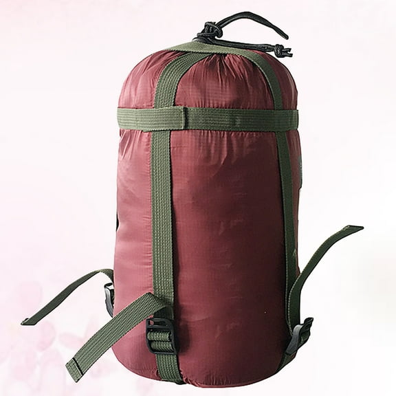 LOLIPPYY Camping Compression Bag in Dark Red Nylon with Reinforced Stitching for Outdoor Storage