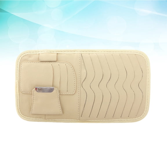 LOLIPPYY Car Clip in Beige with Organizer for Eyeglasses Cards and Licenses