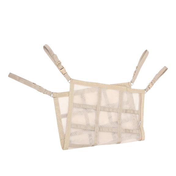 LOLIPPYY Beige Car Storage Net Organizer Bag, Polyester Car Seat Back Pocket, Easy Installation, 1 Set for Drivers Essentials